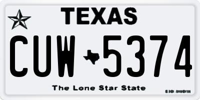 TX license plate CUW5374