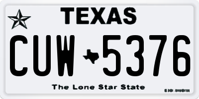 TX license plate CUW5376