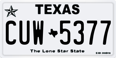 TX license plate CUW5377