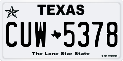 TX license plate CUW5378
