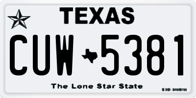 TX license plate CUW5381
