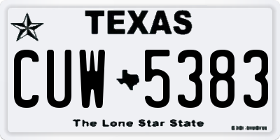 TX license plate CUW5383