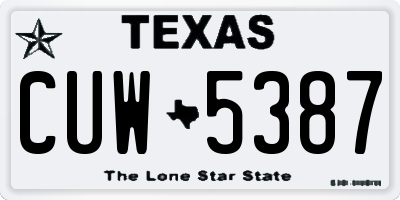 TX license plate CUW5387