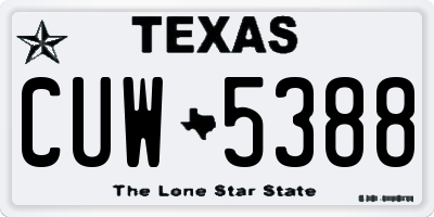 TX license plate CUW5388