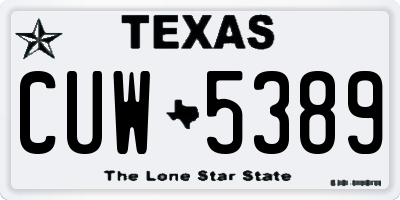 TX license plate CUW5389
