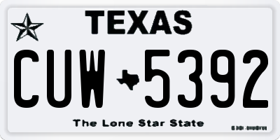 TX license plate CUW5392
