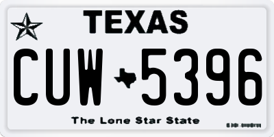 TX license plate CUW5396