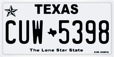TX license plate CUW5398