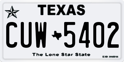 TX license plate CUW5402