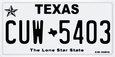 TX license plate CUW5403