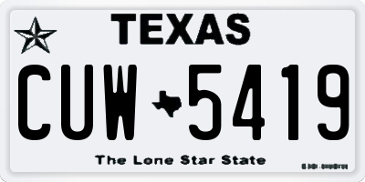 TX license plate CUW5419