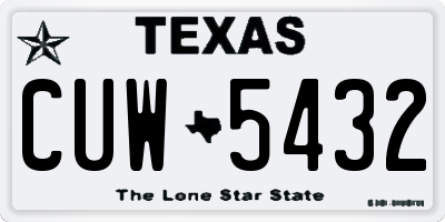 TX license plate CUW5432