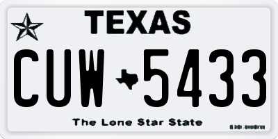 TX license plate CUW5433