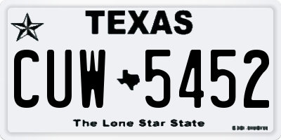 TX license plate CUW5452