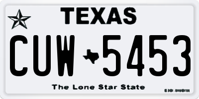 TX license plate CUW5453