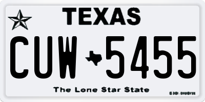 TX license plate CUW5455