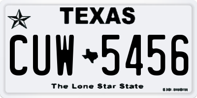 TX license plate CUW5456