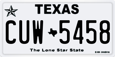 TX license plate CUW5458