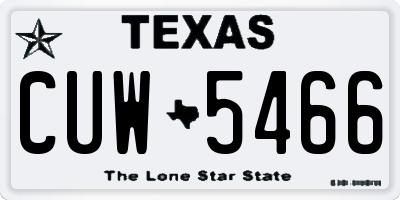 TX license plate CUW5466