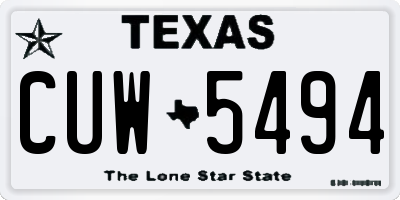TX license plate CUW5494