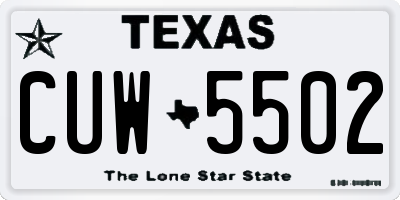 TX license plate CUW5502