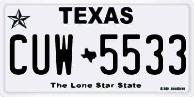 TX license plate CUW5533