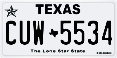 TX license plate CUW5534