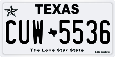 TX license plate CUW5536