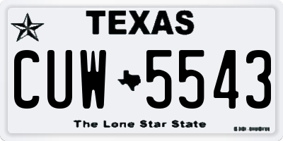 TX license plate CUW5543