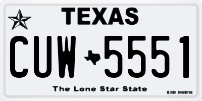 TX license plate CUW5551