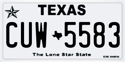 TX license plate CUW5583