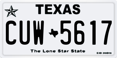 TX license plate CUW5617