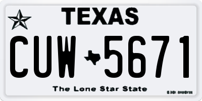 TX license plate CUW5671