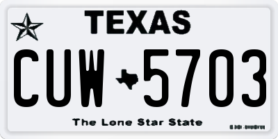 TX license plate CUW5703