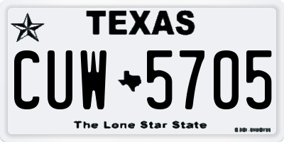 TX license plate CUW5705