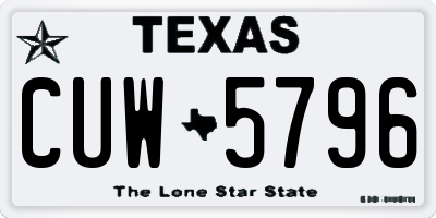 TX license plate CUW5796