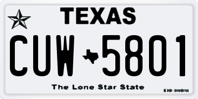 TX license plate CUW5801
