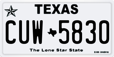 TX license plate CUW5830