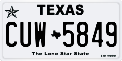 TX license plate CUW5849