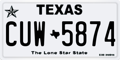 TX license plate CUW5874