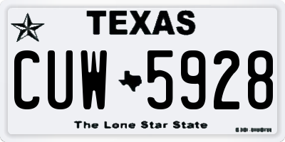 TX license plate CUW5928