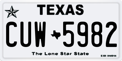 TX license plate CUW5982