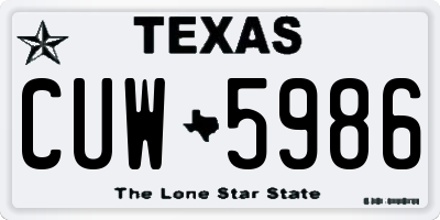TX license plate CUW5986