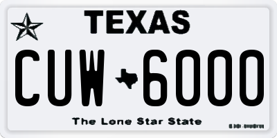 TX license plate CUW6000