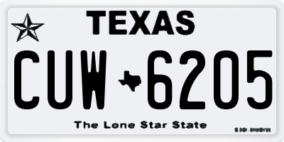 TX license plate CUW6205