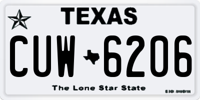 TX license plate CUW6206