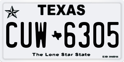 TX license plate CUW6305