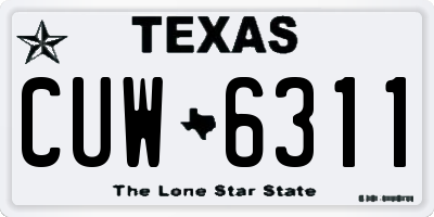 TX license plate CUW6311