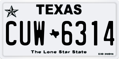 TX license plate CUW6314