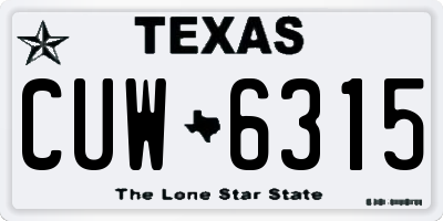 TX license plate CUW6315
